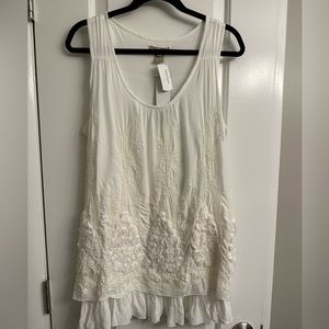NWT Joan Vass White Sleeveless Blouse Size L